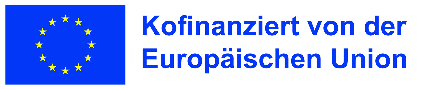 Das Logo besteht aus der Flagge der Europäischen Union und dem Schriftzug Kofinanziert von der Europäischen Union.